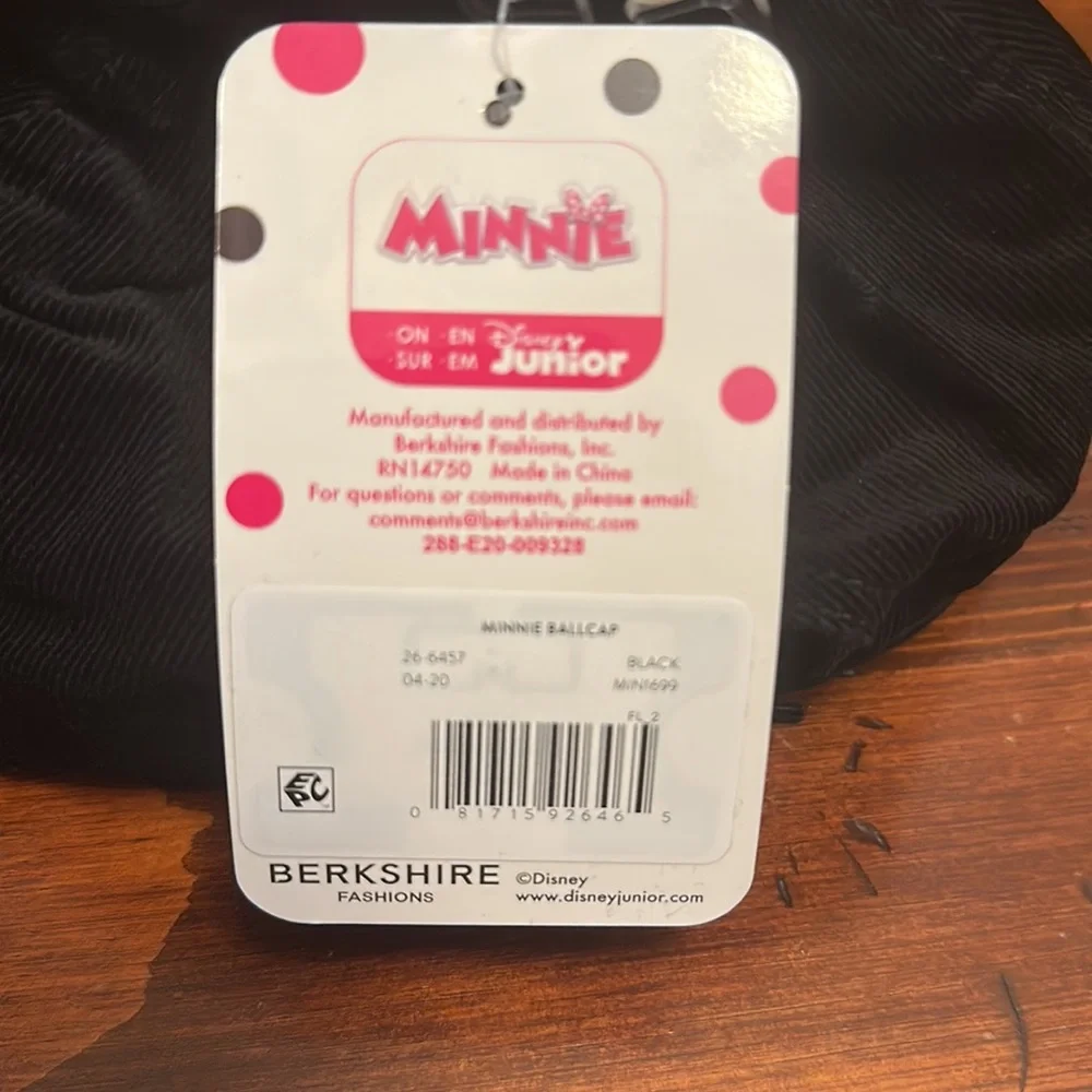 Disney girls Minnie Mouse Black Ball Cap Baseball Hat Mouse Ears & Bow
